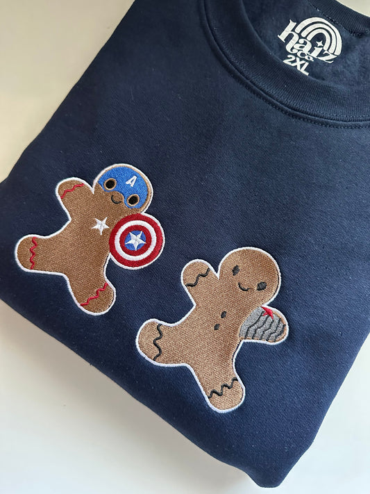 Gingerbread Steve & Bucky embroidered sweatshirt