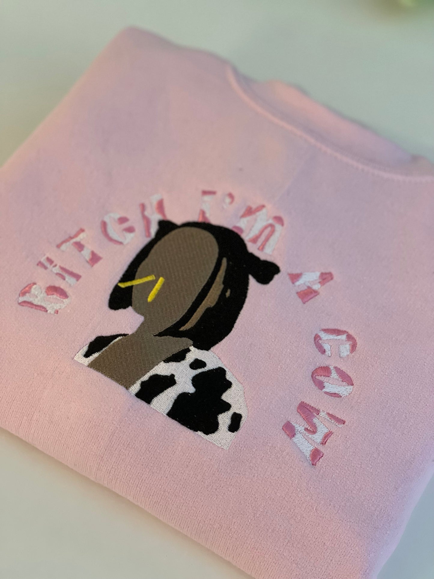 bitch i'm a cow embroidered sweatshirt