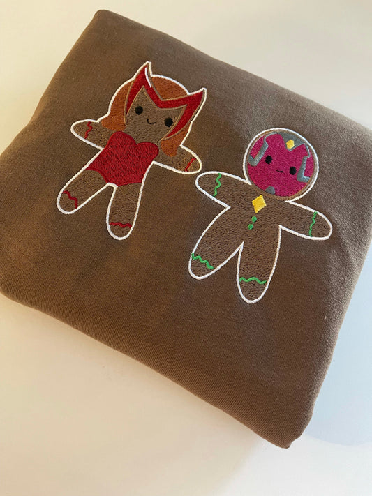 Gingerbread Wanda & Vision embroidered sweatshirt