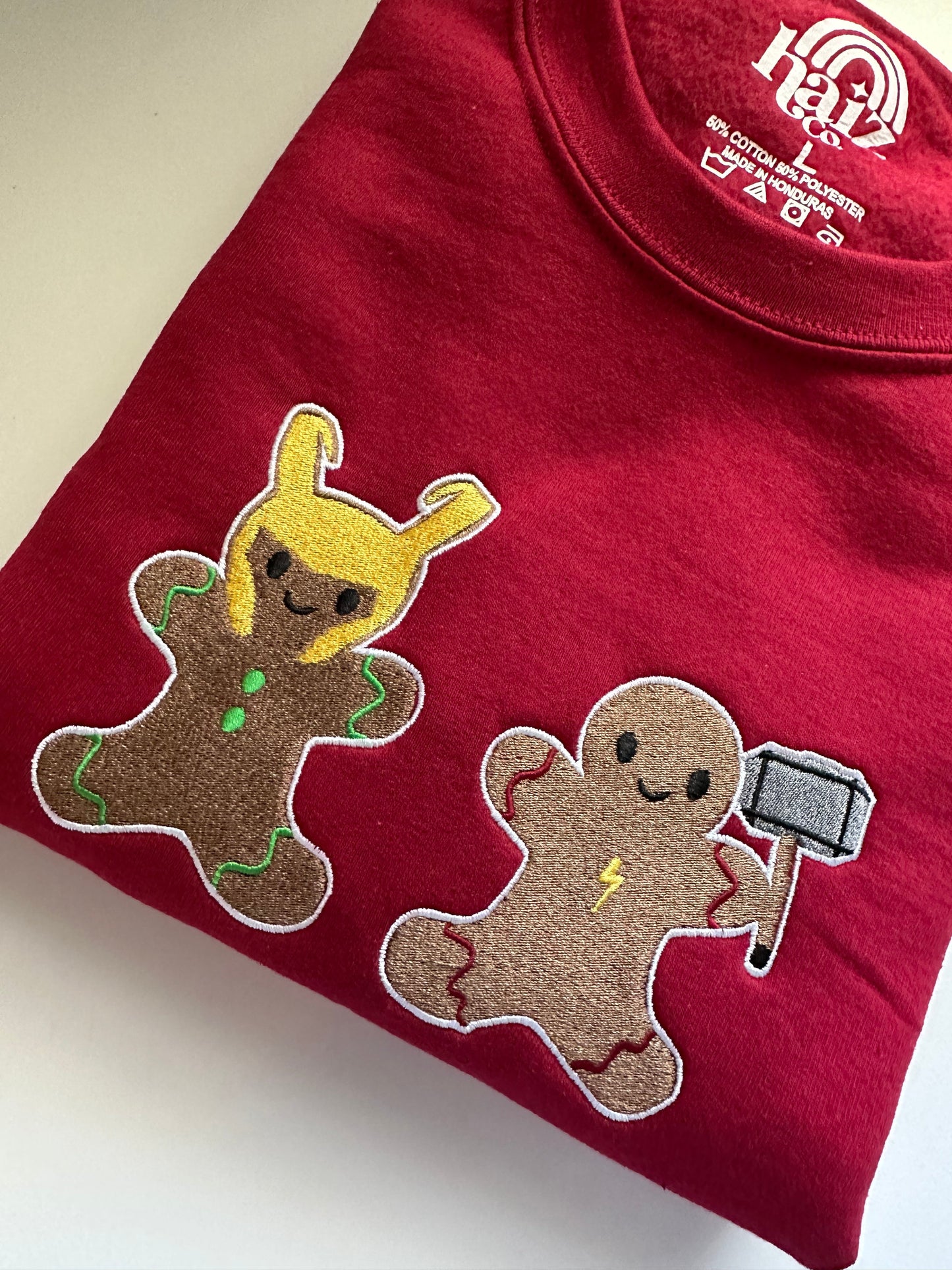 Gingerbread Mischief & Thunder embroidered sweatshirt