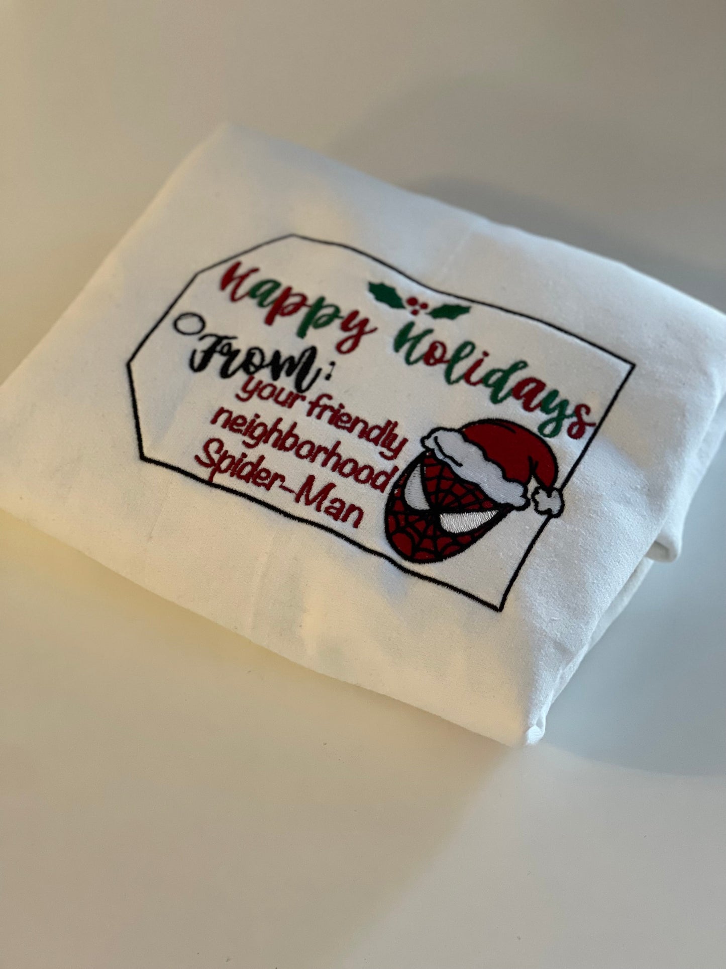 Happy Holidays from Spidey embroidered sweatshirt