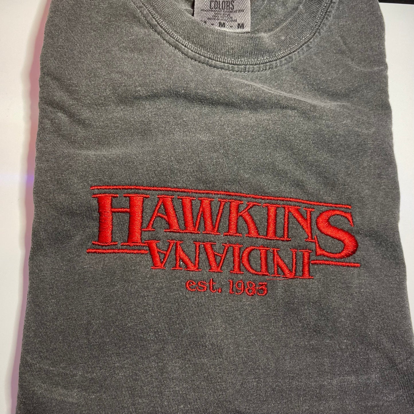 Hawkins, Indiana Embroidered T-shirt