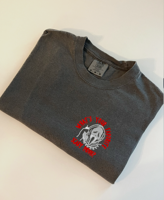 What's Your Favorite Scary Movie? Embroidered T-shirt